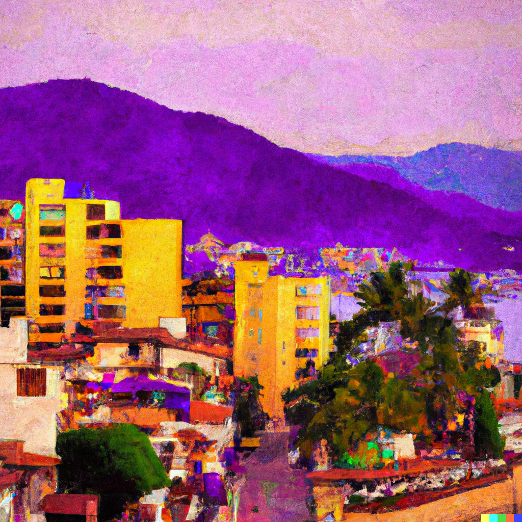 Decentralized Geography, Puerto Vallarta, AI Art generated by Catherine Wilder 